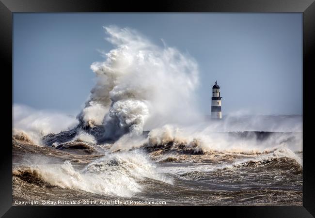 Wild Seas at Seaham Framed Print by Ray Pritchard