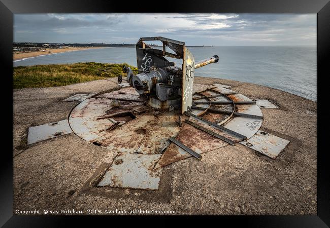 Trow Rock Disappearing Gun Framed Print by Ray Pritchard