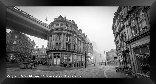 Newcastle in the Fog Framed Print by Ray Pritchard