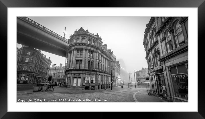Newcastle in the Fog Framed Mounted Print by Ray Pritchard