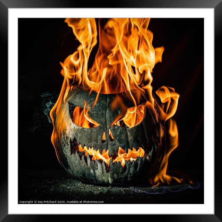 Pumpkin On Fire  Framed Mounted Print by Ray Pritchard