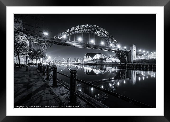 Tyne Bridge at Night Framed Mounted Print by Ray Pritchard