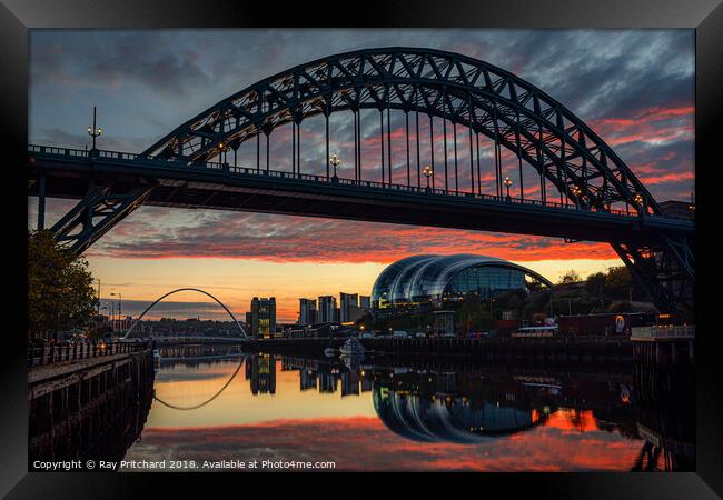 Sunrise Over the Tyne Framed Print by Ray Pritchard