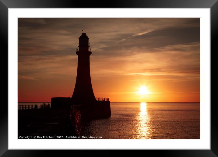 Roker Lighthouse Sunrise Framed Mounted Print by Ray Pritchard