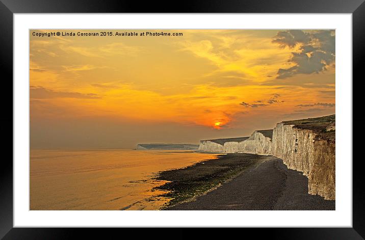  Sunset at Birling Gap Framed Mounted Print by Linda Corcoran LRPS CPAGB