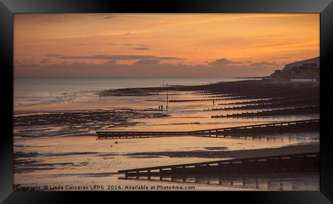 Eastbourne Beach After Sunset Framed Print by Linda Corcoran LRPS CPAGB