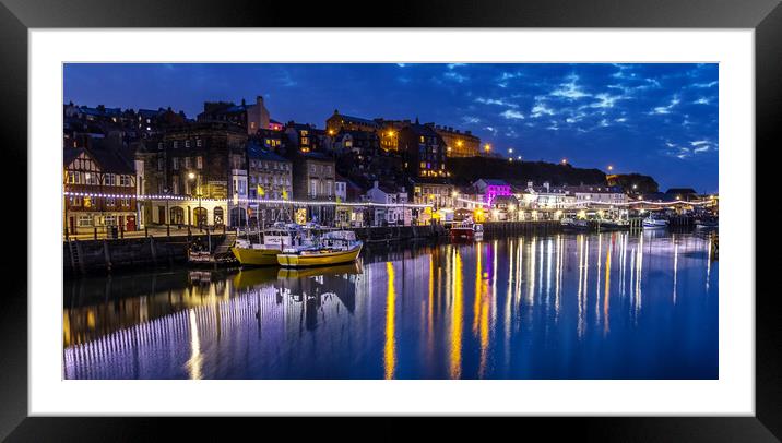 Whitby at night Framed Mounted Print by chris smith