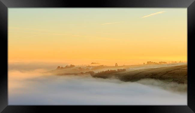 Foggy morning in yorkshire at sunrise Framed Print by chris smith