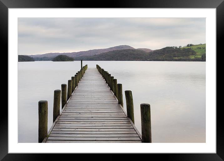 Wooden jetty  in the lake district. Framed Mounted Print by chris smith