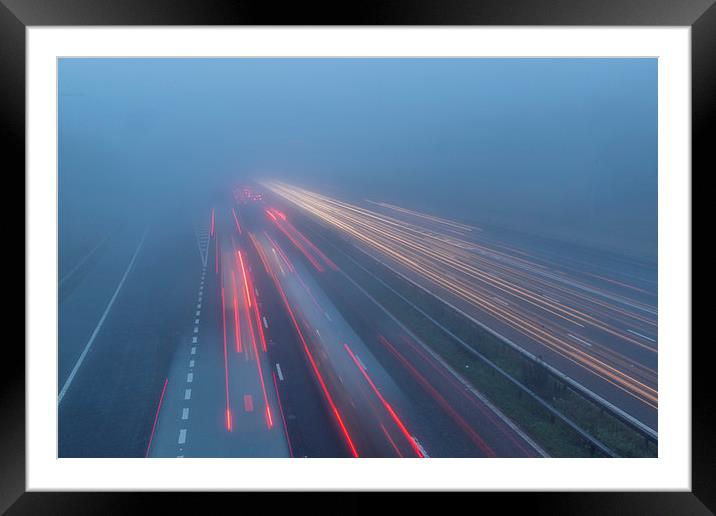 Motorway Fog  Framed Mounted Print by chris smith