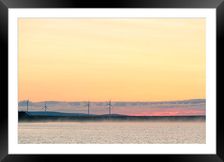 Wind turbine sunset   Framed Mounted Print by chris smith