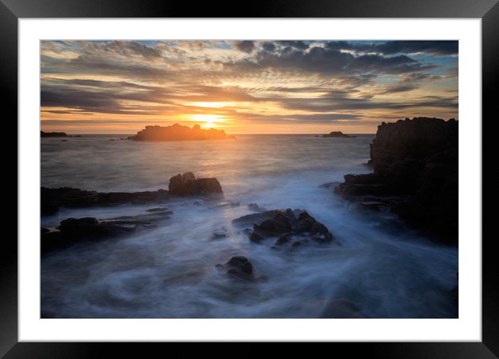 Sunset at Cobo Bay  Framed Mounted Print by chris smith
