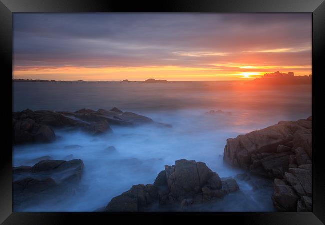 Sunset at Cobo Guernsey Framed Print by chris smith