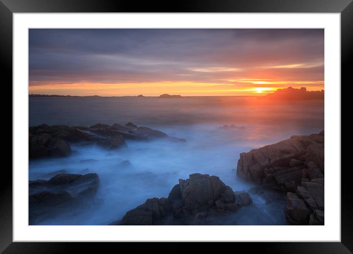 Sunset at Cobo Guernsey Framed Mounted Print by chris smith