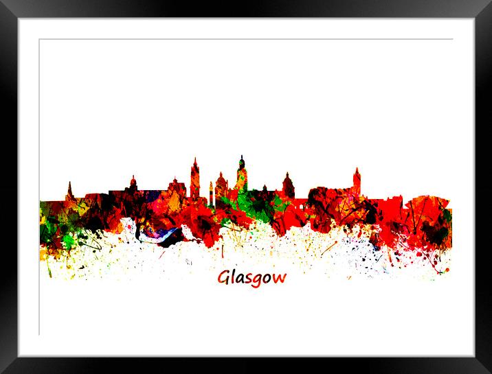 Glasgow Watercolor  skyline   Framed Mounted Print by chris smith