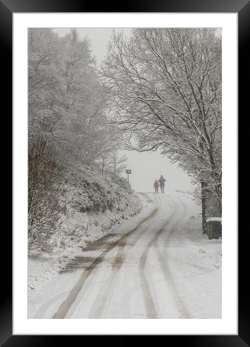 Snow covered roads Framed Mounted Print by chris smith