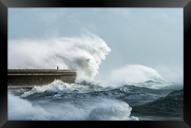Storm at Dover Admiralty Pier 2017 Framed Print by Stewart Mckeown