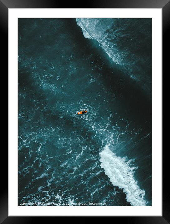 Aerial Surfer Framed Mounted Print by MATT MENHENETT
