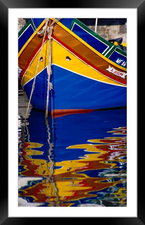 Traditional Fishing Boat, " Luzzuis " Malta. Framed Mounted Print by Philip Enticknap