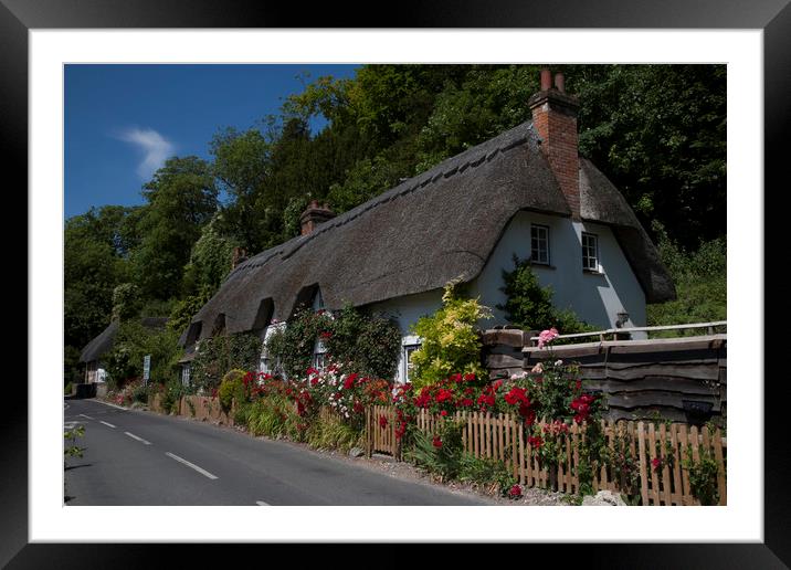 Thathched Cottage,Wherwell,Hampshire ,England.  Framed Mounted Print by Philip Enticknap