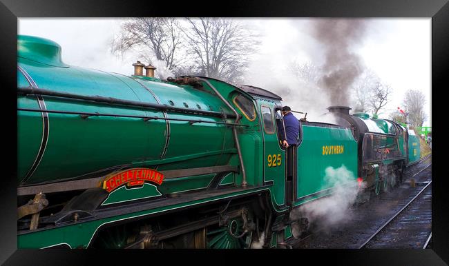 PAIR OF STEAM LOCOMOTIVES .A SCHOOLS CLASS WITH A  Framed Print by Philip Enticknap