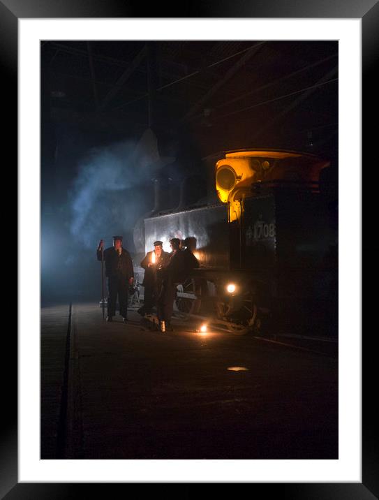 Group of railway workers around steam locomotive a Framed Mounted Print by Philip Enticknap