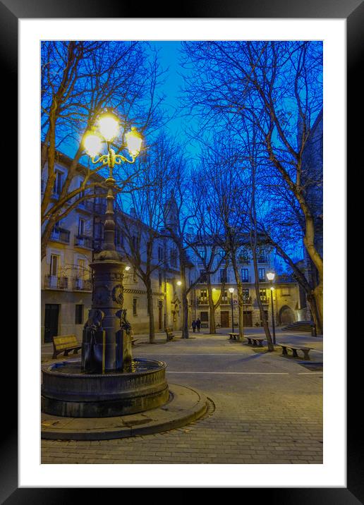 Square in old town Pamplona, Spain Framed Mounted Print by Philip Enticknap