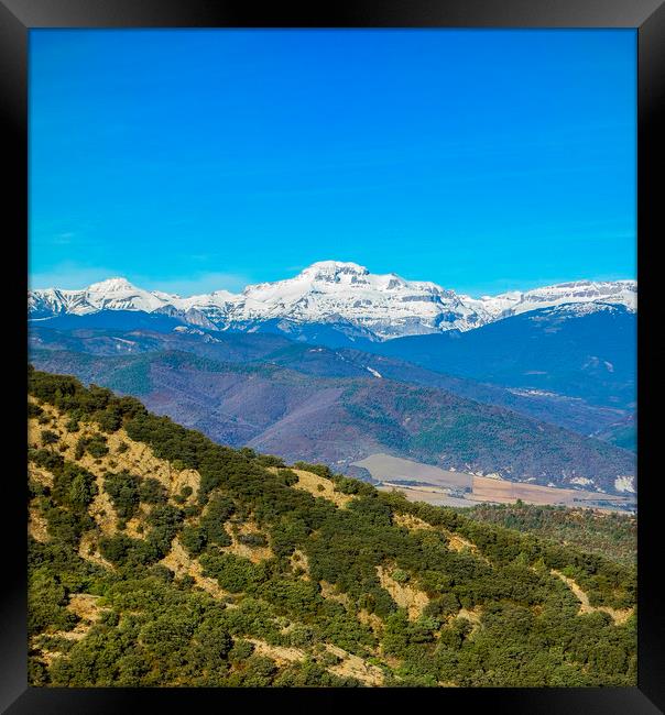 Snow Capped Pyrenees Mountains ,Northern Spain Framed Print by Philip Enticknap