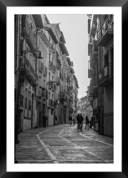 Street Sceane Pamplona Old Town.Navarra Spain Framed Mounted Print by Philip Enticknap