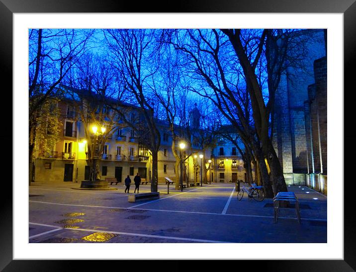 Square in old town ( Casco Viejo ) Pamplona Navarra Spain Framed Mounted Print by Philip Enticknap