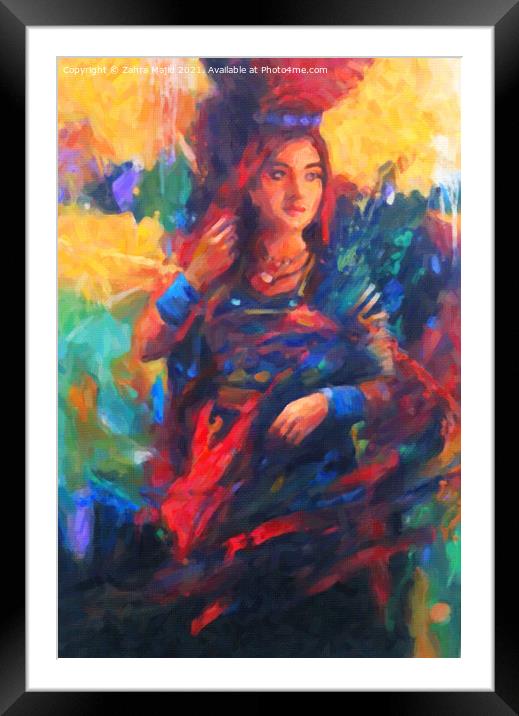 Artsy Colourful take on the Cultural Portrait Framed Mounted Print by Zahra Majid