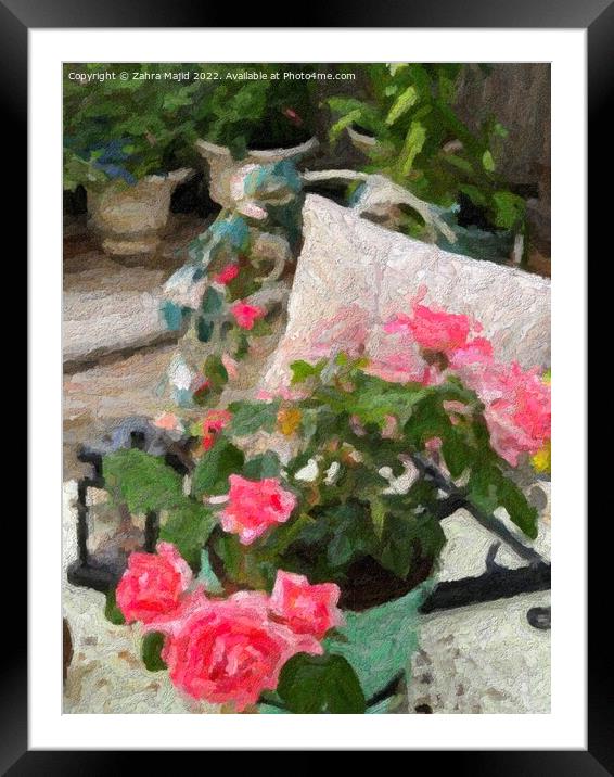 Roses in the Cottage Garden Framed Mounted Print by Zahra Majid