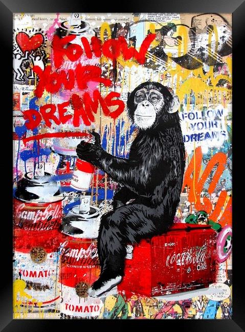 Ape brainwashing the world Framed Print by Zahra Majid