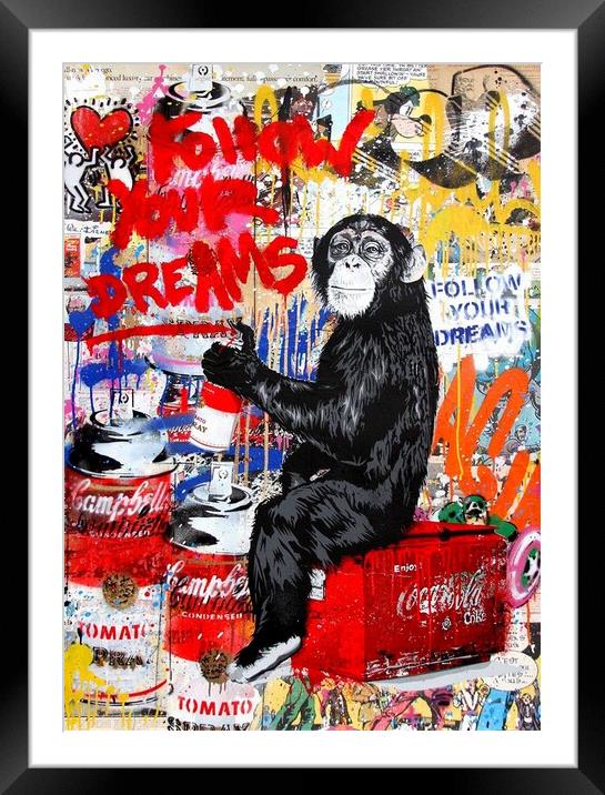 Ape brainwashing the world Framed Mounted Print by Zahra Majid