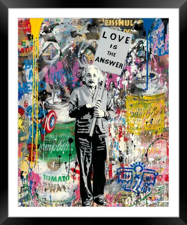 Einstein says Love is the Answer Framed Mounted Print by Zahra Majid