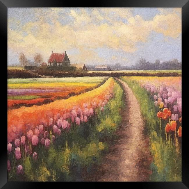 Tulips trailing a welcoming warm path Framed Print by Zahra Majid