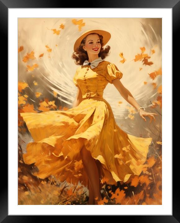 Sunshine Yellow in Vintage Autumn Framed Mounted Print by Zahra Majid