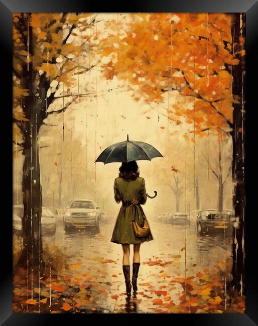 Rainy Autumn Framed Print by Zahra Majid