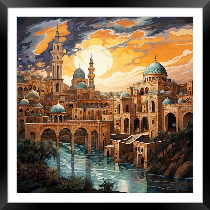 Mosque with turquoise dome Framed Mounted Print by Zahra Majid