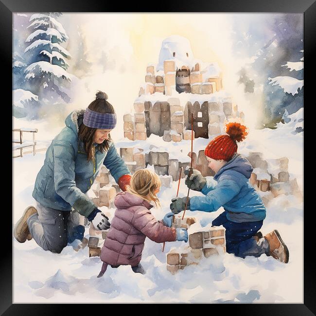 Playing in the snow in holidays Framed Print by Zahra Majid