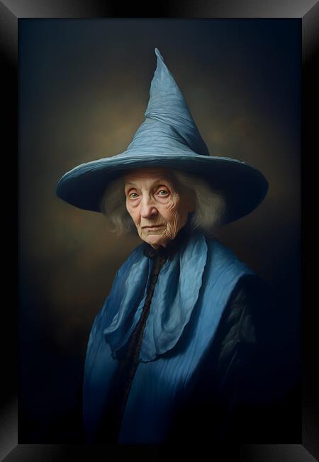 Fictional Witch in Blue Framed Print by Zahra Majid