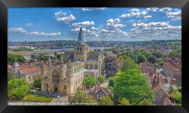Beautiful Rochester Cathedral view from the Castle Framed Print by Zahra Majid