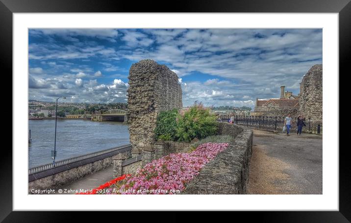 Castle Wall and Castle Gardens Historic Rochester Framed Mounted Print by Zahra Majid