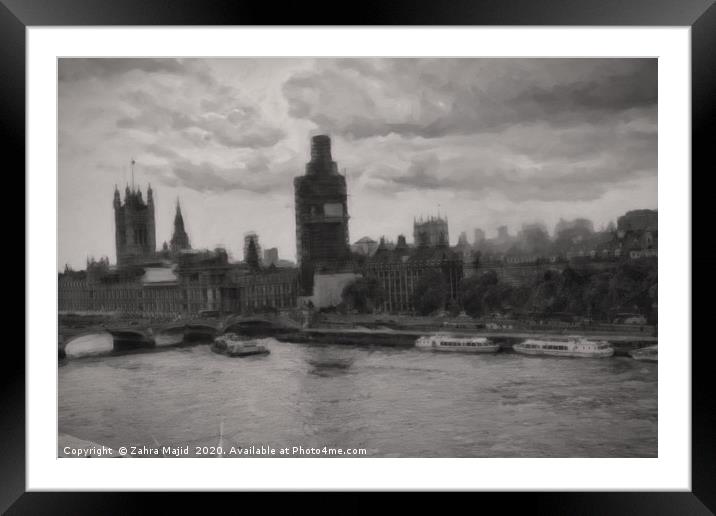 Ethereal Hazy Fuzzy London on a Dreary Day         Framed Mounted Print by Zahra Majid