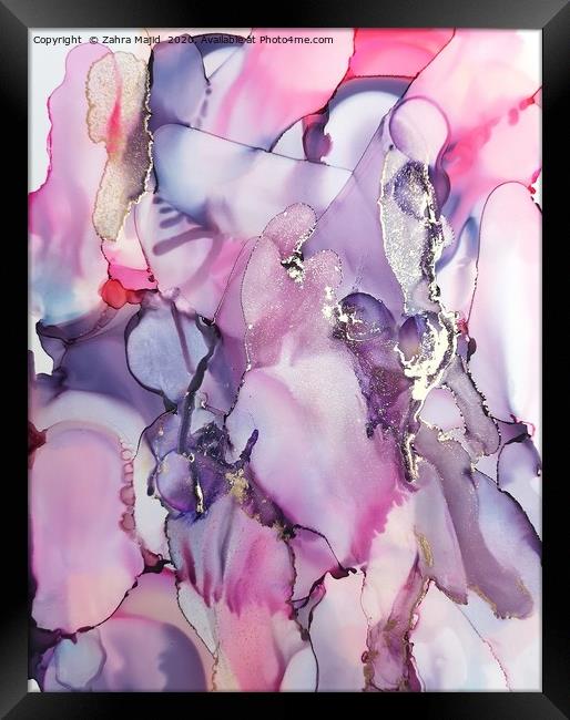 Fluid Pink Lilac Drama Framed Print by Zahra Majid