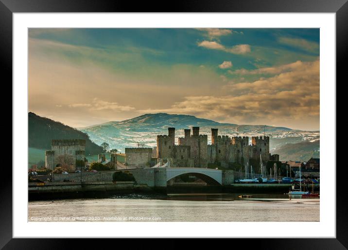 Conwy Castle in Winter Framed Mounted Print by Peter O'Reilly