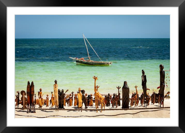 Spectators on the Beach, Kenya Framed Mounted Print by Peter O'Reilly