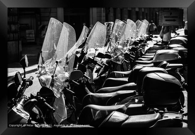 Scooters in Florence Framed Print by Peter O'Reilly