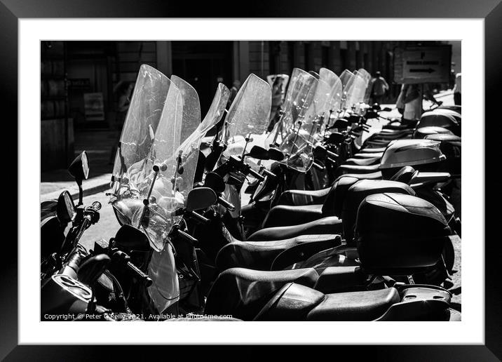Scooters in Florence Framed Mounted Print by Peter O'Reilly