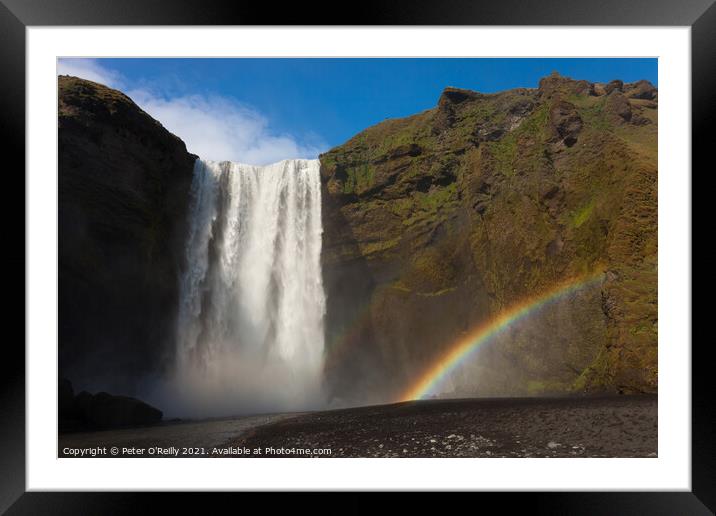Rainbow at Skogafoss Framed Mounted Print by Peter O'Reilly